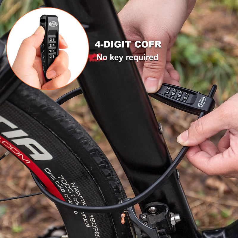 CXWXC Zip Tie Lock - 4-Digit Combo Cable Locks for Bike Motorcycle Helmet, Skateboard, Skis, Snowboard, Stroller & Cabinet - Ideal for Lightweight Security (2PC - Black, 45CM) 2PC - Black