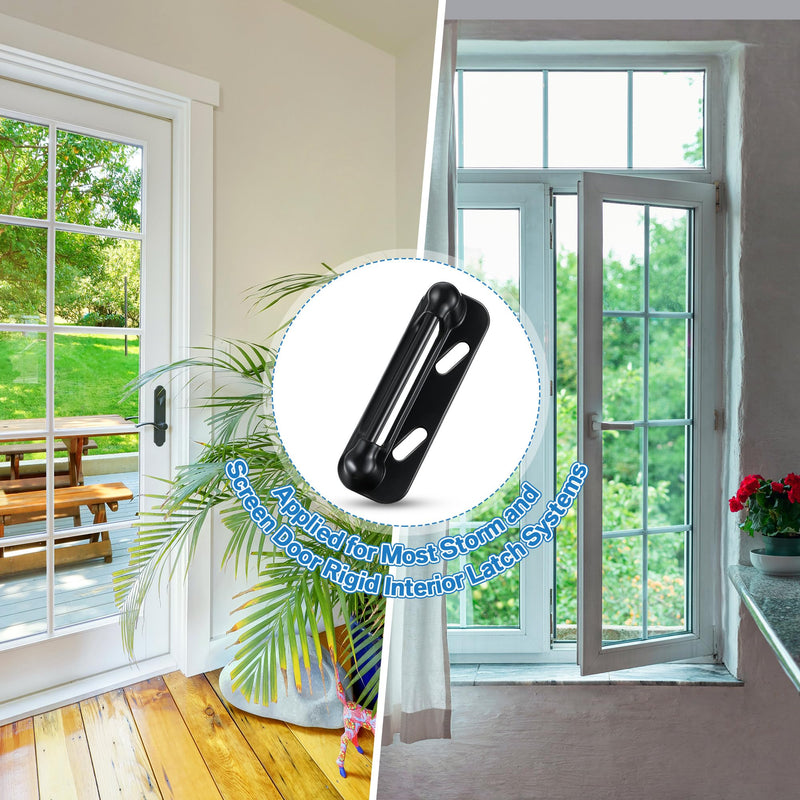 Enhon Screen Door Spring Strike Plate, Compatible with Prime-Line K-5004 Spring Loaded Screen and Storm Door Strike Plate, Aluminum Painted Screen Door Latch Replacement, Black