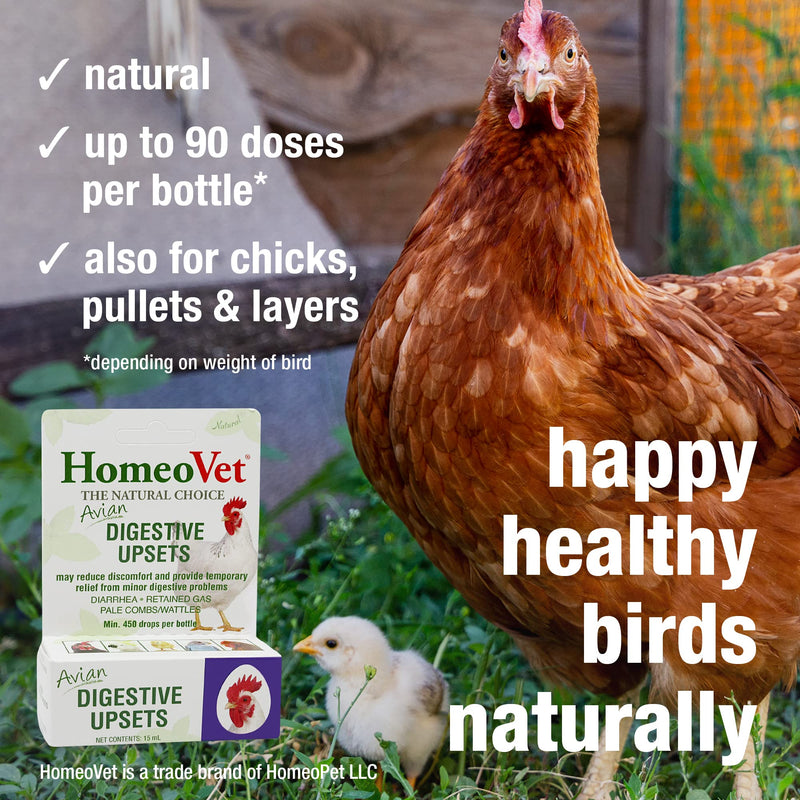 HomeoPet Avian Digestive Upsets, Safe and Natural Digestive Support for Poultry and Pet Birds, Bird Supplement, 15 Milliliters - PawsPlanet Australia