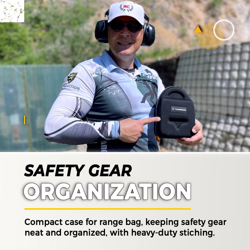 TradeSmart All-in-One Shooting Ear Protection - Comfort+ NRR 28 Earmuffs, Glasses & Earplugs + Carry Case Clear Glasses - Grey
