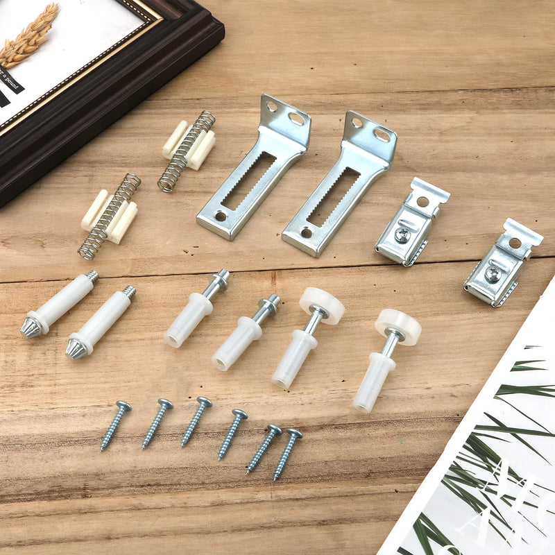 Bi-Fold Door Hardware Repair Kit, Closet Door Hardware for 3/8 inch Thick Doors,with Top and Bottom Pivots,Guide Wheel Bifold Closet Door Hardware Repair Replacement