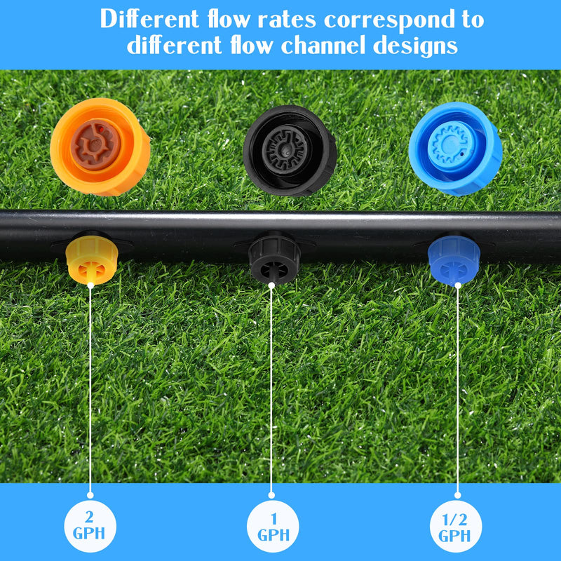 50 Pcs Drip Irrigation Emitters 1/4 Inch 2 GPH Water Tubing Irrigation Tubing Pressure Compensating Dripper Emitters System Drip Tip Constant Flow Heads Parts for Garden Watering Dripper