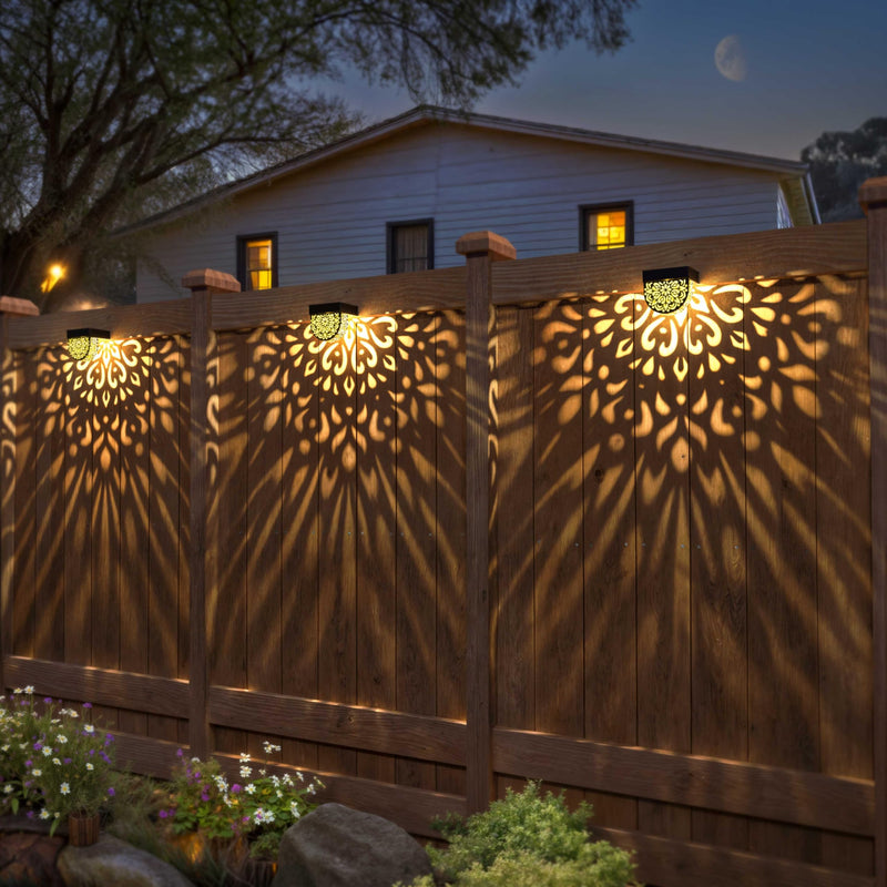 Solar Fence Lights Wall lihgts Outdoor Decorations 6 Pack Solar Step Lights Outdoor Waterproof LED Solar Powered Warm Yellow Decorative Lighting for Front Door, Backyard, Post(Black) Black