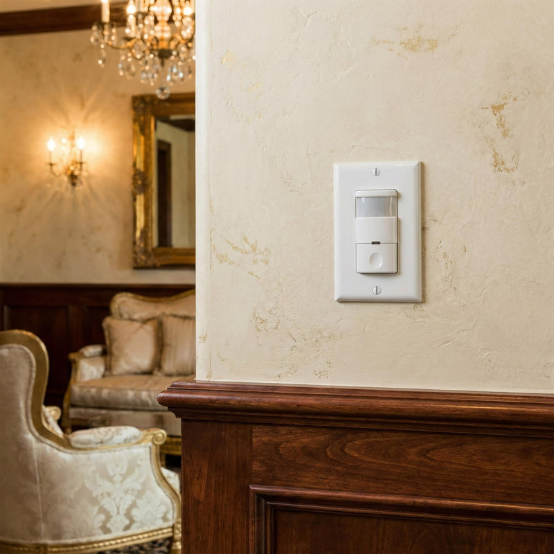 Intermatic IOS-DOV-WH Commercial Grade in-Wall PIR Occupancy/Vacancy Sensor - 180º Coverage, Adjustable Ambient Light Sensor - White, Energy-Efficient Automation, Selectable Vacancy or Occupancy Mode