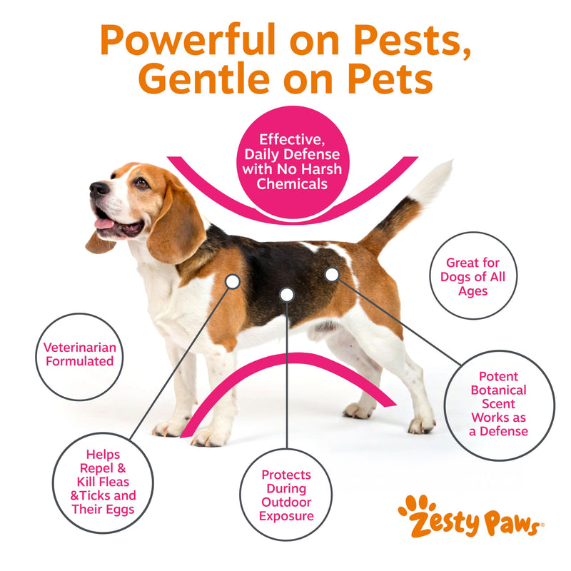 Zesty Paws Flea and Tick Spray for Dogs - Kill Fleas, Ticks & Their Eggs - Veterinarian Formulated - Soothes Itchy & Irritated Dog Skin - Cedarwood Oil, Rosemary Oil & Peppermint Oil Flea & Tick Spray