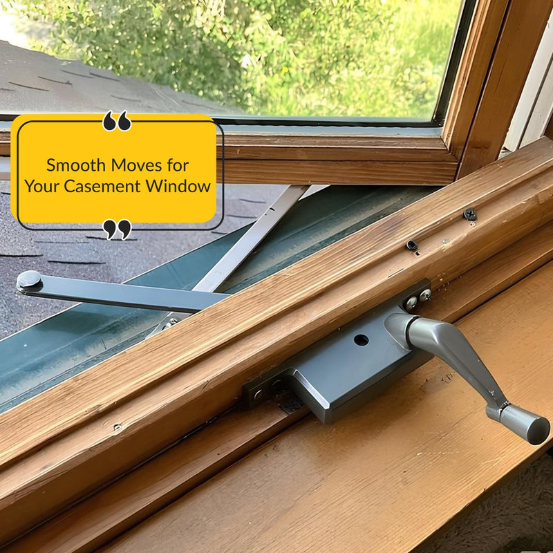 Brixwell Casement Operator Assembly Aluminum Handle, Right Hand, Die Cast Construction with 9" Arm Length, 3-7/8" Body Base, 4-3/4" Crank Arm, for Aluminum Window Crank and Casement Window Handle