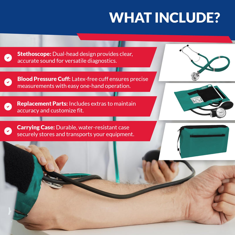 Dixie EMS Blood Pressure and Sprague Stethoscope Kit - Teal