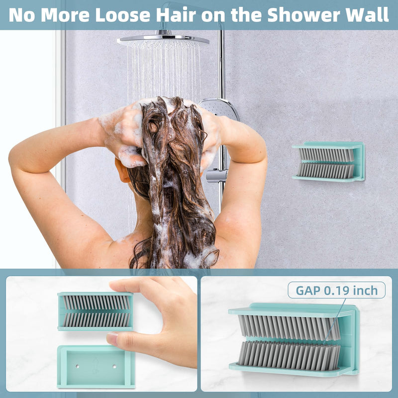 Hair Catcher, Hair Trap for Shower Drain, Reusable Shower Wall Hair Collector, Snare, and Drain Protector, Silicone Hair Grabber for Bathroom Bathtub (Blue) Blue