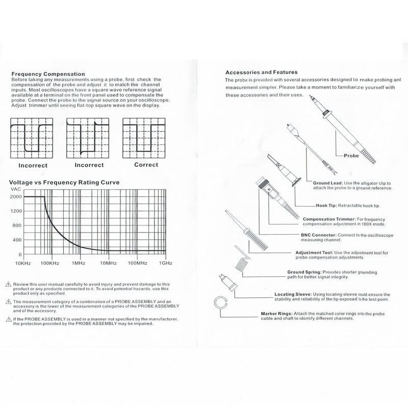 Generic P4100 High Voltage Probe 100MHz Bandwidth 100:1 Attenuation Ratio 2KV Working Voltage DC+ACpk