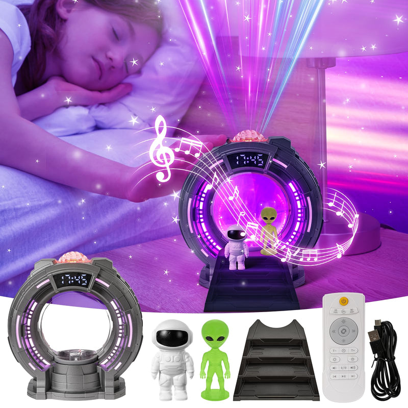 Galaxy Projector and Aurora Projector 2-in-1,Star Projector with 56 Light Effects,Remote Control White Noise Bluetooth Speaker Aurora Projector,Night Light for Living Room, Adults Home