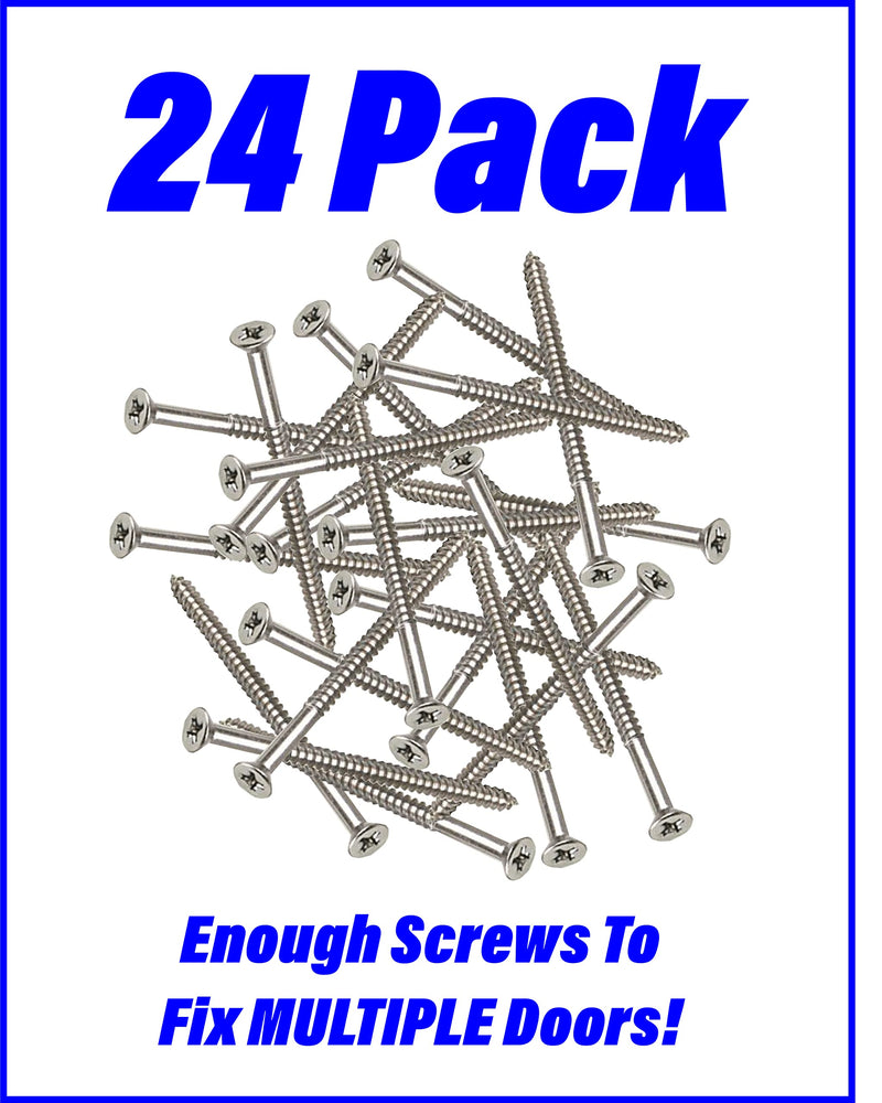 Satin Silver Nickel Finish Wood Screws 9 X 2-1/4 Inch – Extra Long Steel Door Hinge Screws - Door Security Screws - 24 Pack