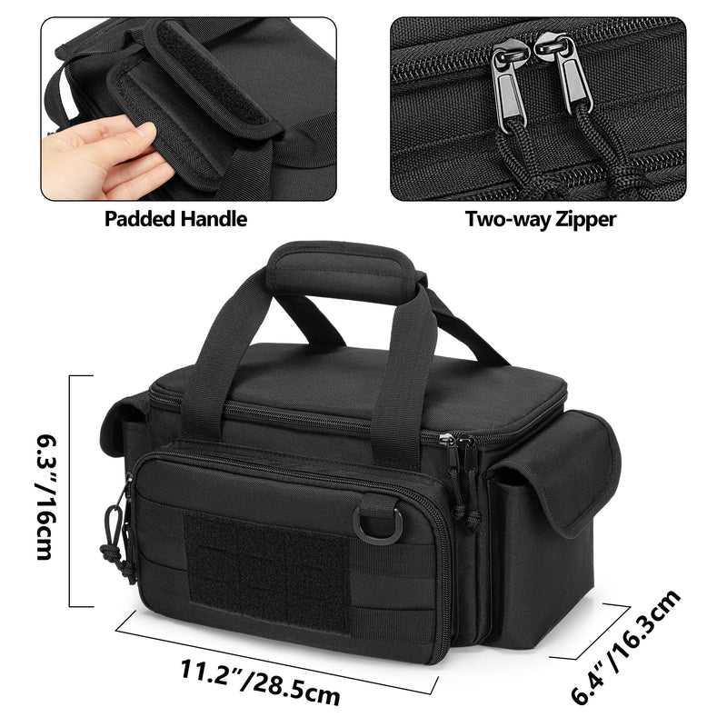 Small Tool Bag with Anti-friction and Thick Padded Bottom, Tool Storage Organizer for Men, Tactical Bag, Range Bag, Multi-functional Work Bag for Repairman, Electrician, Carpenters, Handyman Black