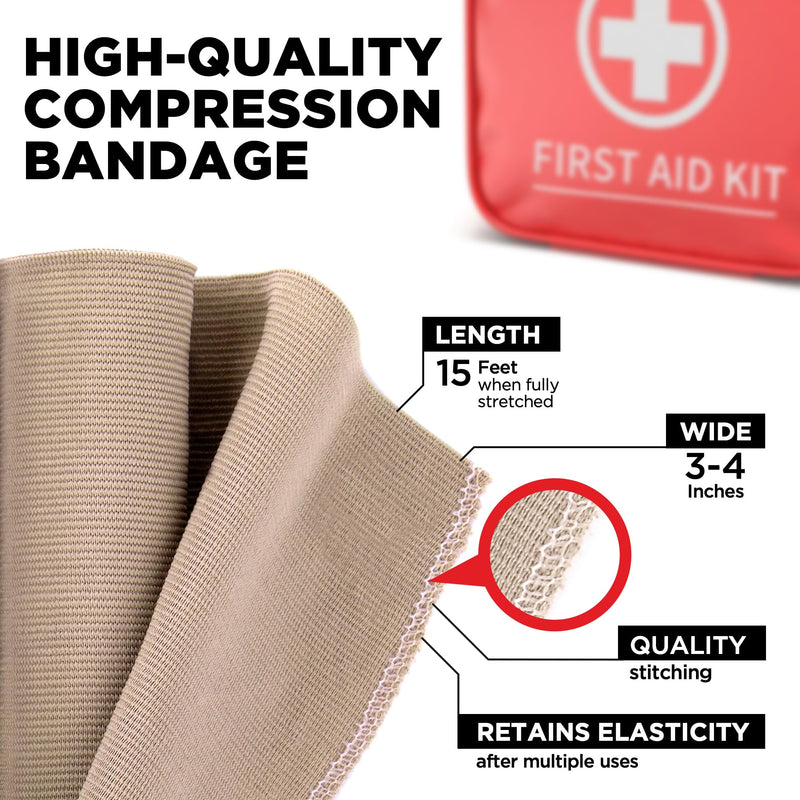 Premium Elastic Bandage Wrap – 4pk (2x3, 2x4) + 12 Extra Clips – Strong Compression Bandage Wrap - Wrist, Ankle, Foot, Knee Wrap 4 Piece Set