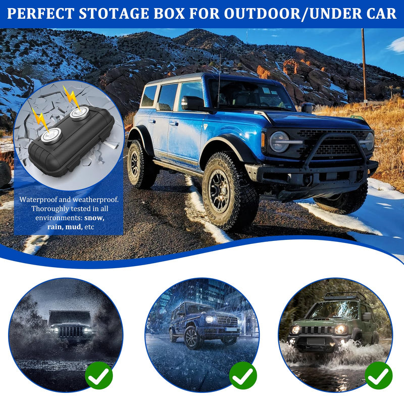 Magnetic Key Box, Hide a Key Magnetic Car Waterproof Key Case for Outside Travel, Hide a Key Box for Cars, SUV, Truck - Black, 2Pack 2 Pack