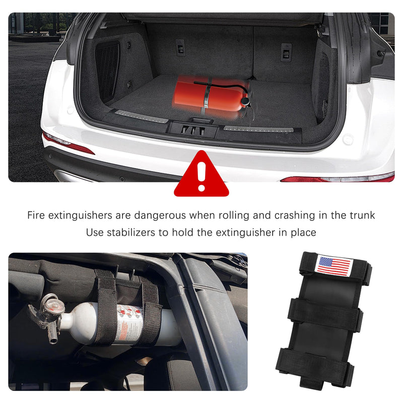 Roll Bar Car Fire Extinguisher Mount with American Flag,Fire Extinguisher Holder with Adjustable Straps for Fixing,Universal Car Accessories Fire Extinguisher Mount for Vehicle