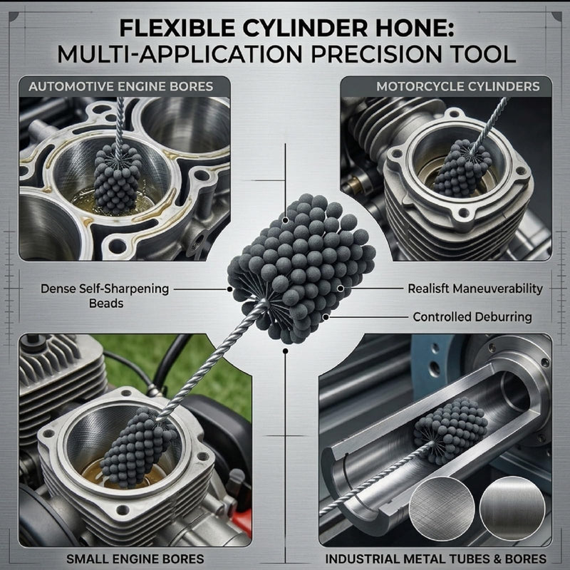 Engine Cylinder Hone Tool, 3 Inch 240 Grit Silicon Carbide Ball Brush Flexible Cylinder Honing Tool