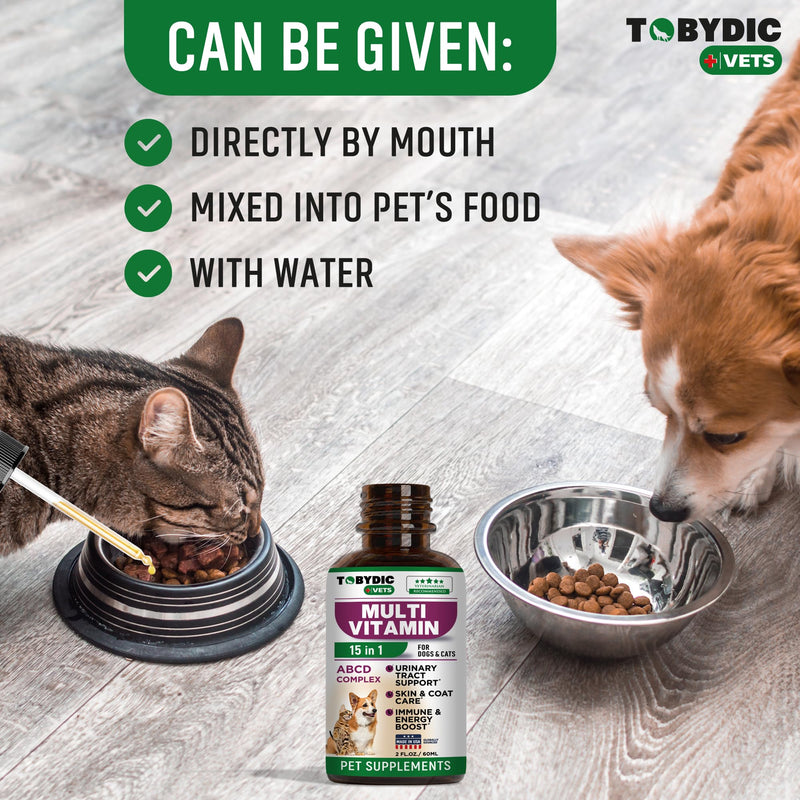 Cat & Dog Multivitamin -15 in 1 Pet Supplements with Cranberry & Glucosamine - Natural Medicine & Support for UTI, Urinary Tract, Bladder, Kidney, Skin Coat, Joints Treatment Made in USA - PawsPlanet Australia