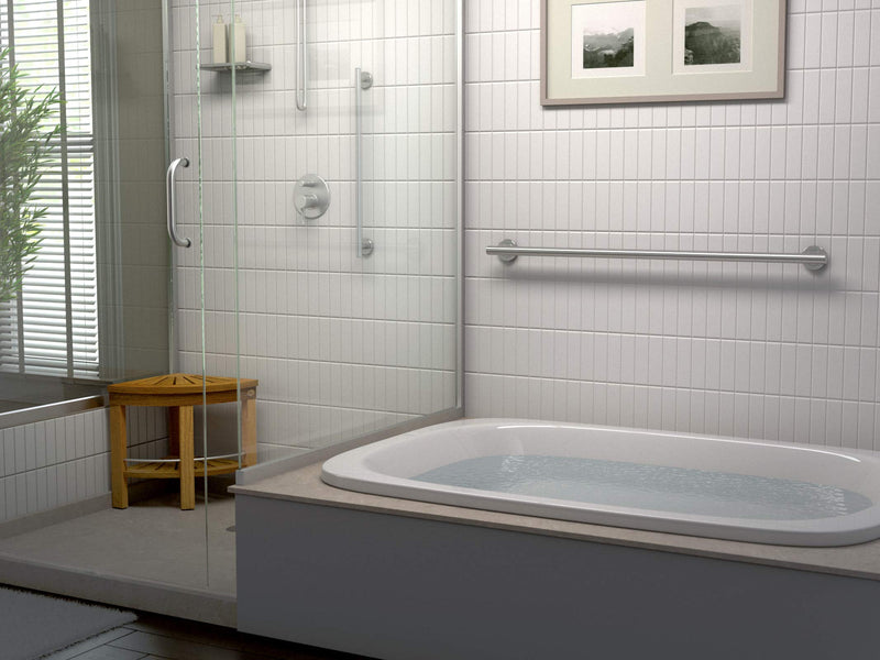 Gatco 889 Latitude II 24" Grip Bar, Satin Nickel / Wall Mounted Slim Grip Bar for Bathroom 24 Inch