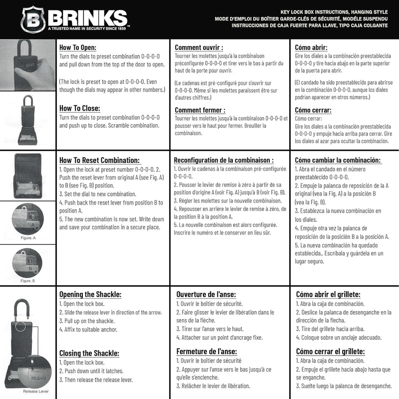 BRINKS - 79mm Outdoor Lock Box - for Indoor and Outdoor Use, Weather Resistant - 4-Dial Resettable Combination - Increased Security with Hardened Steel Shackle, Black (New Model, 2PK) New Model