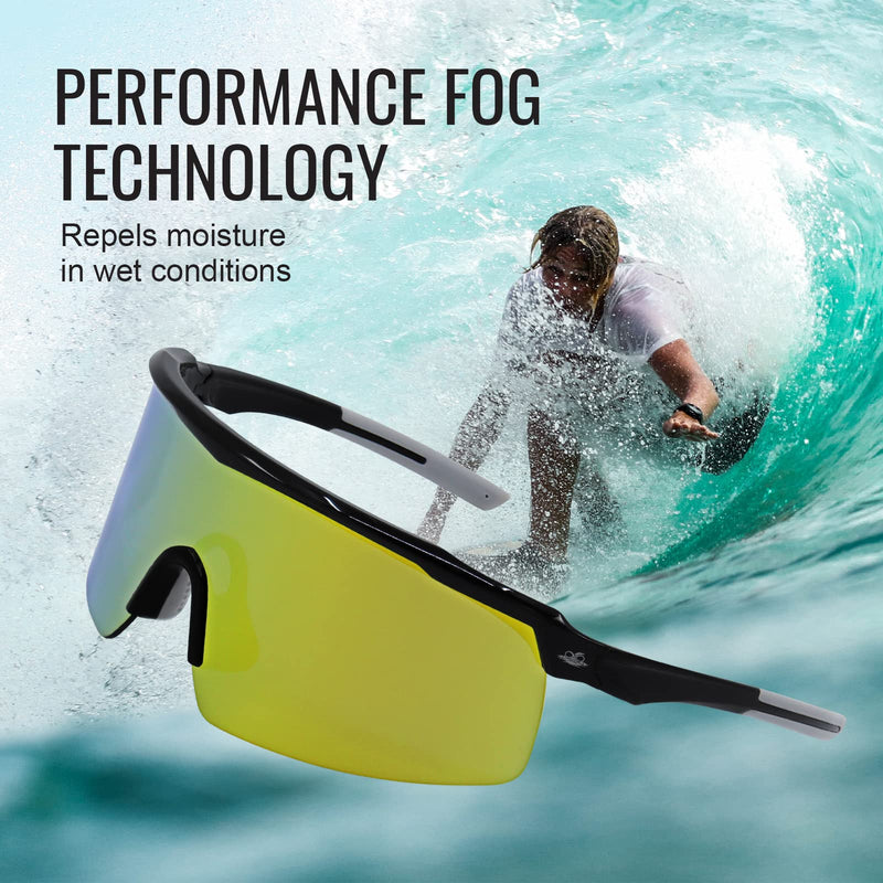 Global Glove Walleye Safety Glasses with Polarized Lens - Protective Eyewear with Performance Fog Technology for Enhanced Vision and Eye Safety Red Mirror, Crystal Red