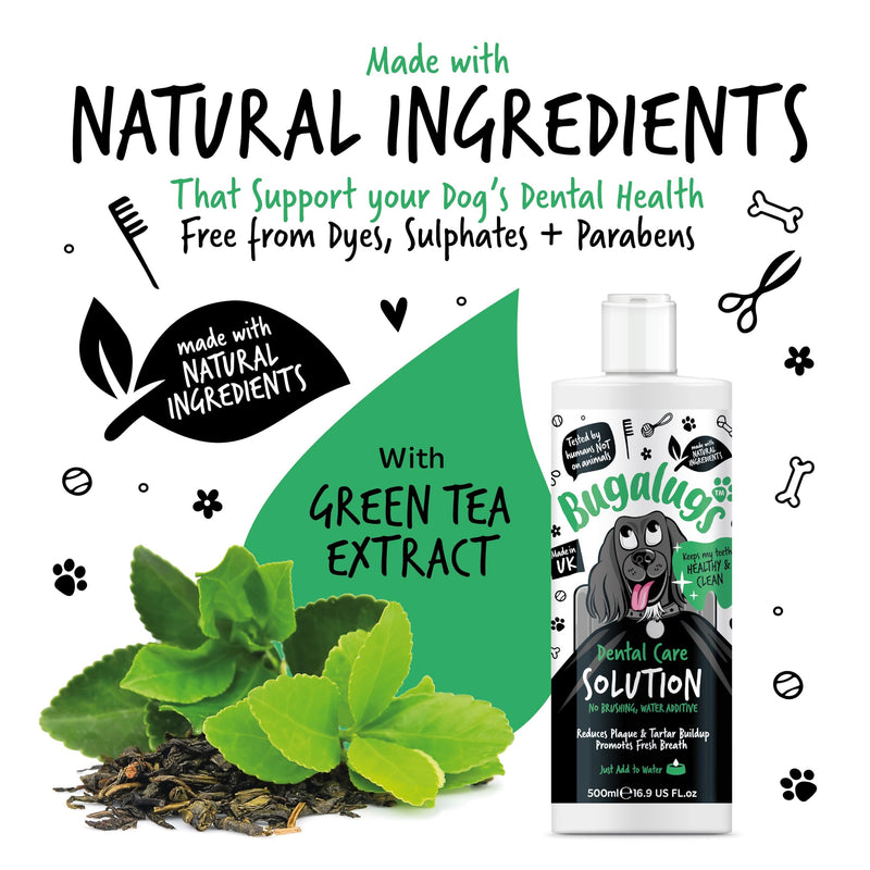 BUGALUGS Dog Breath Freshener Dental Care Water Additive. Clean Teeth, Healthy Gums & Fresh Breath - Natural Dog Plaque Remover & Tartar Remover for Teeth. No Brushing Needed (16.9 Oz Water Additive) 16.9 Oz Water Additive