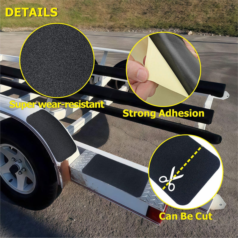 Marine Non-Skid Pads for Boat Trailer Fenders Steps, Boat Treads Adhesive Traction Sheet, Ship Deck Tools Accessories, Set of 4 5.9"W x 15.8"L