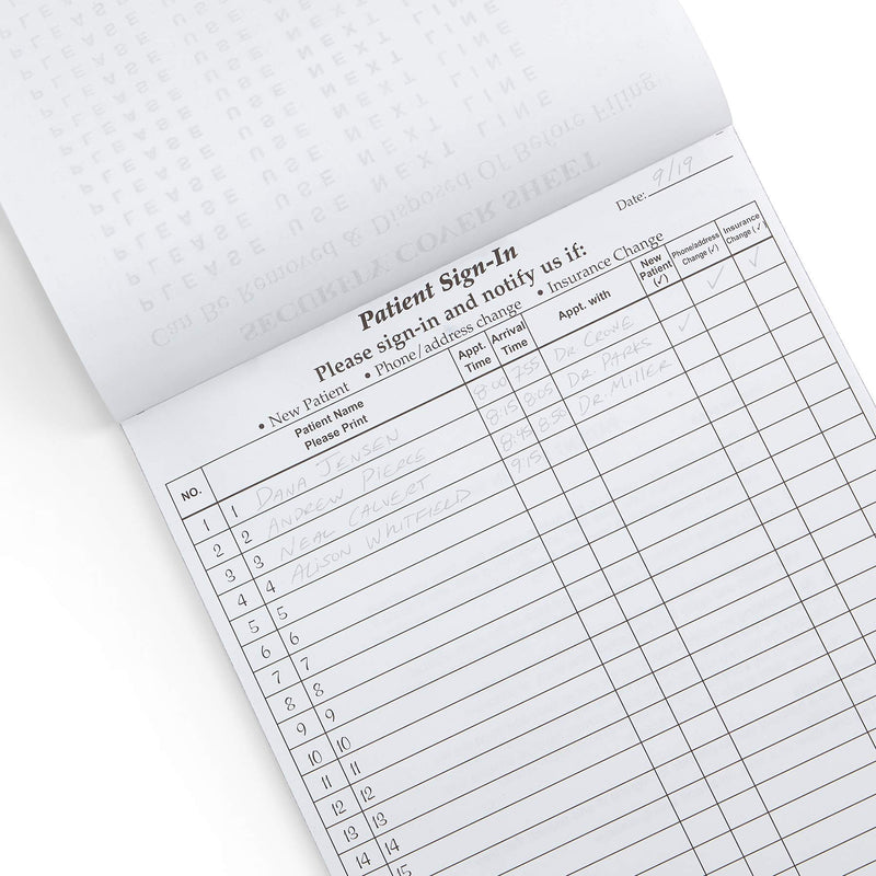 Blue Summit Supplies 25 Patient Sign in Forms, Carbonless 3 Part Forms with Peel Away Adhesive Labels, HIPAA Compliant for Privacy in Doctor, Medical, Dental Office, Blue, 25 Pack