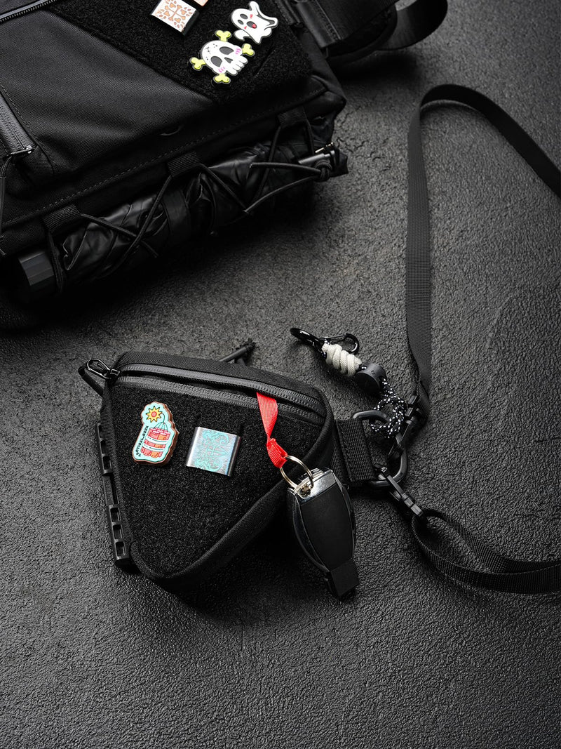 TACTICAL_GEEK Storage A8 Mini EDC Pouch, Multi-Purpose Organization Storage, Small Gear Organizer with Strap, Utility Zipper Pouch for Daily Carry Black
