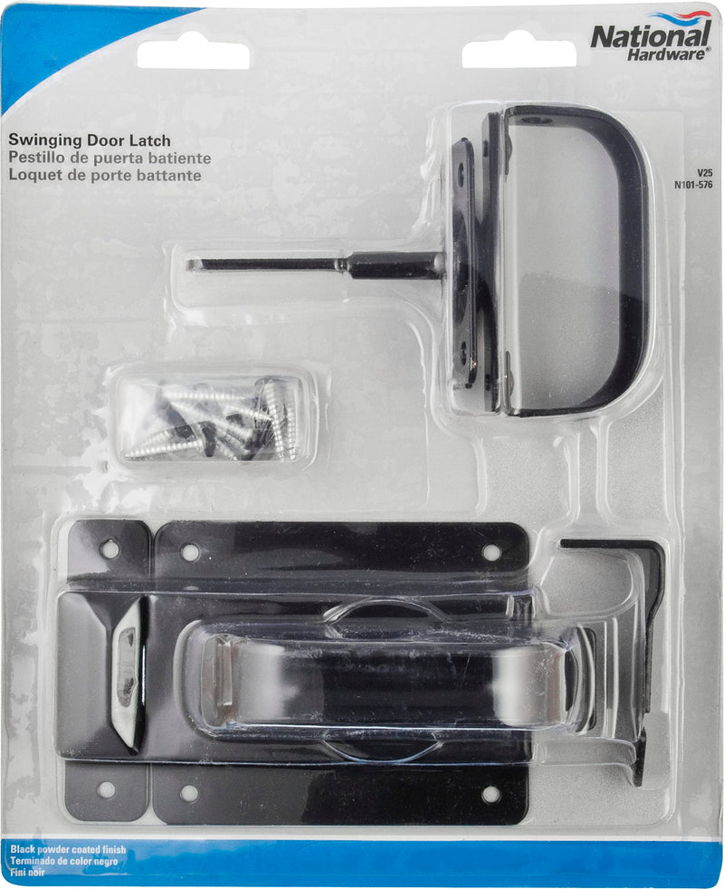 National Hardware N101-576 Swinging Door Latch, Heavy Duty, Interior & Exterior Use, Coated with WeatherGuard Protection, Black 3/4"