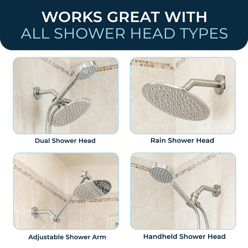 HammerHead Showers® ALL METAL 7 Inch Shower Arm and Flange with Set Screw, Brushed Nickel | Wall Elbow Pipe and Cover Plate | Universal Replacement Part for Showerheads