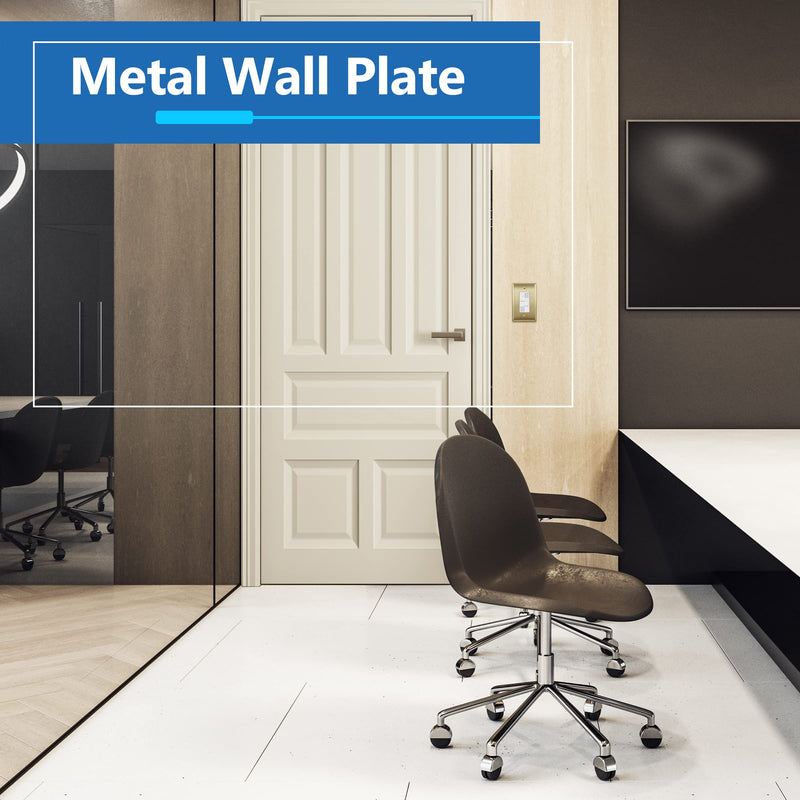 LIDER Decorator Switch or Receptacle Metal Wall Plate, Stainless Steel Outlet Cover, Corrosion Resistant, Mid-Size 1-Gang 4.88" x 3.11", 201 Stainless Steel, LMWP-31M-BB, Brushed Brass 1 Gang 1 Pack