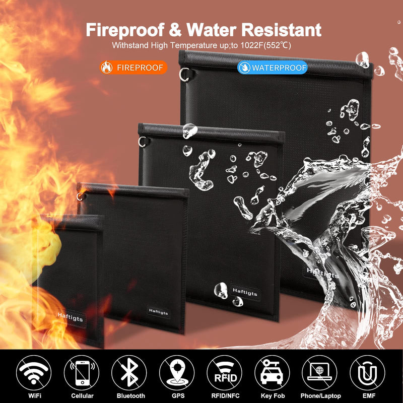 4 Pack Faraday Bags for Laptops & Phones, Faraday Cage for Anti-Theft & Tracking Protection, Waterproof & Fireproof RFID Signal Blocker Bags