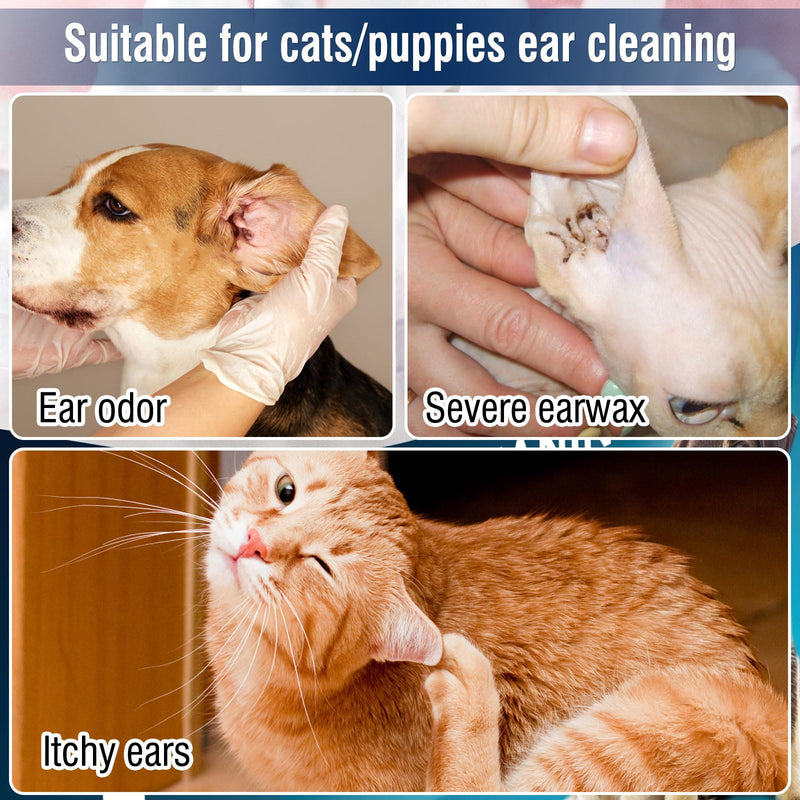 110 Pcs Pet Dry Cotton Swabs Clean Ear Double-Headed Gourd-Shaped Dried Cotton Buds with Storage Box Gentle Grooming for Dogs Cats