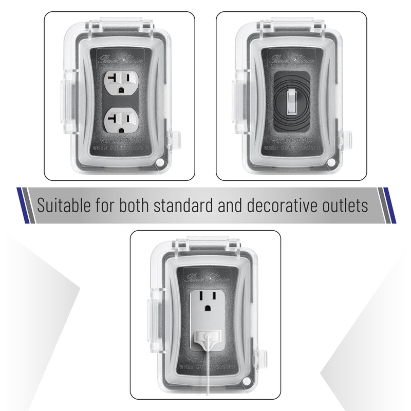 Bates- Weatherproof Electrical Outlet Cover, 1-Gang, Outdoor Outlet Cover Weatherproof, Outdoor Plug Cover, Outdoor Electrical Outlet Cover, Weatherproof Outlet Cover, Outdoor Receptacle Cover clear