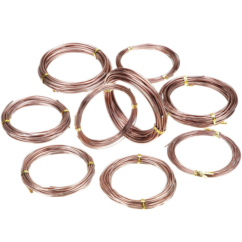 10 Rolls Bonsai Wires Anodized Aluminum Bonsai Training Wire in 5 Sizes - 1.0 mm, 1.5 mm, 2.0 mm, 2.5 mm, 3.0 mm, Total 164 Feet (Brown) Brown