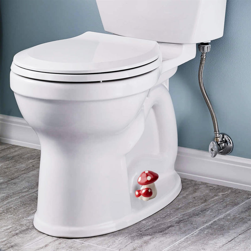 Frog Toilet Floor Bolt Caps, Ceramic Frog Toilet Bolt Caps Cute Bathroom Decor, Fun Animals Themed Gadgets for The Toilet Easy installation (Red Mushroom) Red Mushroom