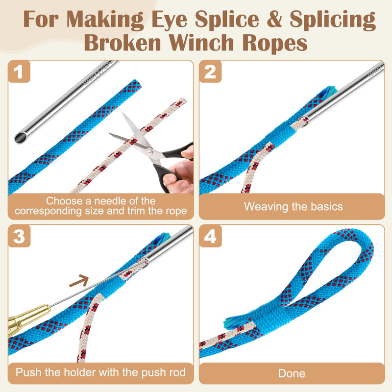 Rope Splicing Tool Includes 5 Sizes（1/4, 5/16", 3/8",7/16",1/2"） with Pusher & Storage Bag, Ropes FID Kit for Double Boat/Climbing Ropes Rapid Recovery-Coldairsoap Stainless Steel FID Splicing Tools