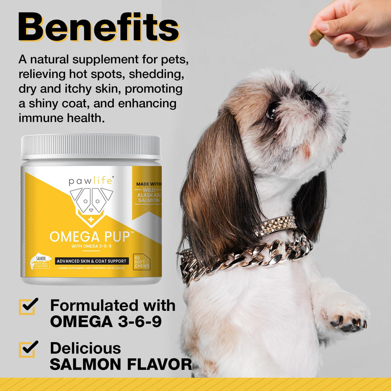 Dog Fish Oil Supplements - 60 Omega 3 Fish Oil Dog Vitamins, Veterinarian Formulated Itching Relief for Dogs, Natural Omega 3 Fish Oil for Dogs, Dog Skin and Coat Supplement (Salmon Flavor) Salmon