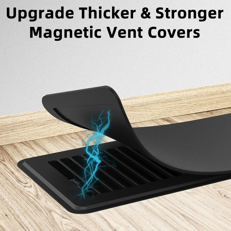 Magnetic Vent Covers (4-Pack) for Complete Sealing of Residential Standard Floor Vent Covers 5.5" X 12" for Floor Wall and Ceiling Vent Covers RV Residential HVAC and Air Conditioning Vents Black 4 PCS Magnetic Vent Cover 5.5X12