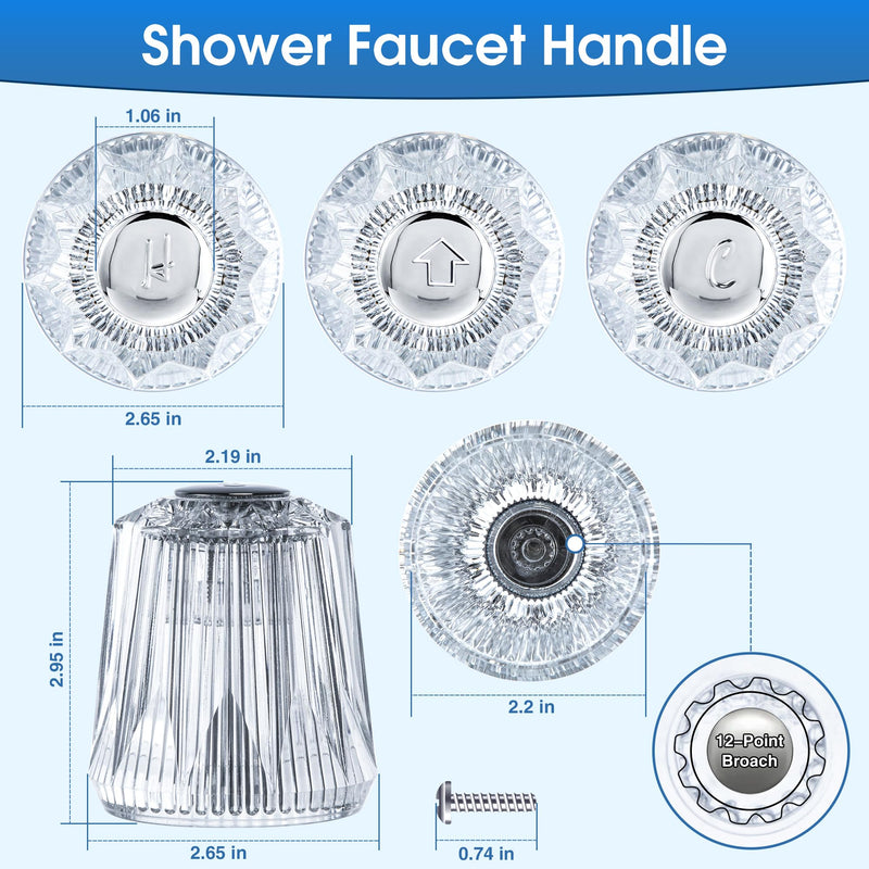 Enhon Shower Faucet Handle Replacement Set, Compatible with Price/Pfister Tub and Shower Faucets, Tub Spout Without Diverter and 3 Pieces Hot Cold and Diverter Knob Replacement(Classic Style) Classic