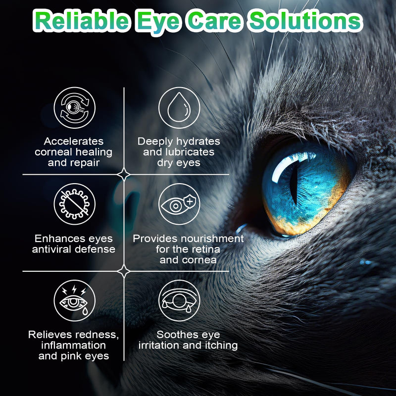 Pet Eye Care Gel Drop for Dogs, Cats, 1% Hyaluronan Eye Drops for Dry Eyes Infection Redness Irritation Tear Stain, Gentle Ocular Repair with Artificial Tears, Taurine, Herbal Extracts, 0.34 oz