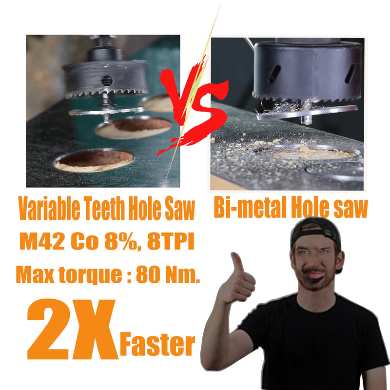 7/8″, 1-1/8″, 1-3/8″ Thin-Wall HSS Bi Metal Hole Saw Cutter Sheet Steel Hole Saw for Impact Driver Plastics Sheet Metal Wood Stainless Steel QHSS-3A