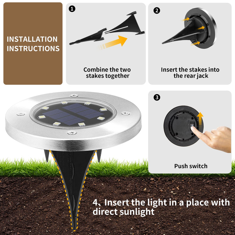 SOLPEX Solar Lights Outdoor Waterproof, 12 Pack Solar Ground Lights, Solar Garden Lights Landscape Lighting for Pathway Driveway Patio Backyard Walkway (Cool White) Cool White