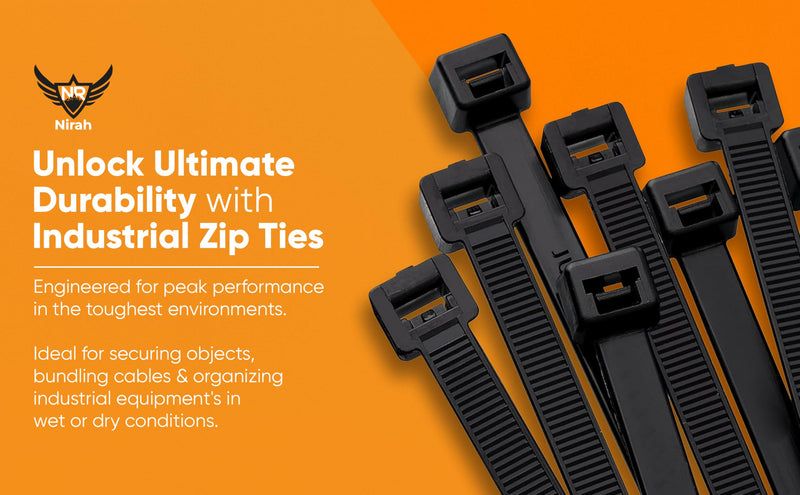 Nirah Zip Ties 4 inch, Black, Small Zip Ties, 100 Pcs in a Resealable Zip Lock Bag. Small Cable Ties Black for Indoors and Outdoors Use, Industrial Grade 4" 100 pk 18lbs Uv Protected Black