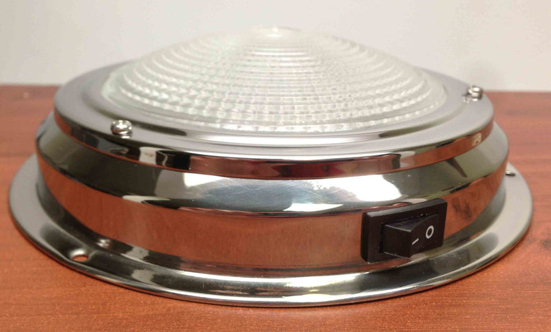Pactrade Marine Boat 5" Lens Interior Ceiling Accent Dome Light 12V Stainless Steel with Toggle Switch Non-LED Warm White for Boat RV Room Cabin Surface Mount