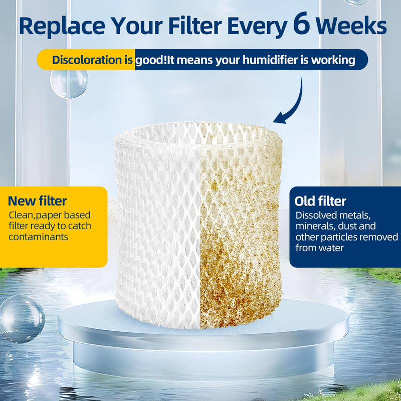 DerBlue 6 Pack Humidifier Replacement Filter Compatible with Canopy Bedside Humidifier and Nursery Humidifier,Wood Pulp & Paper Filter 6PACK