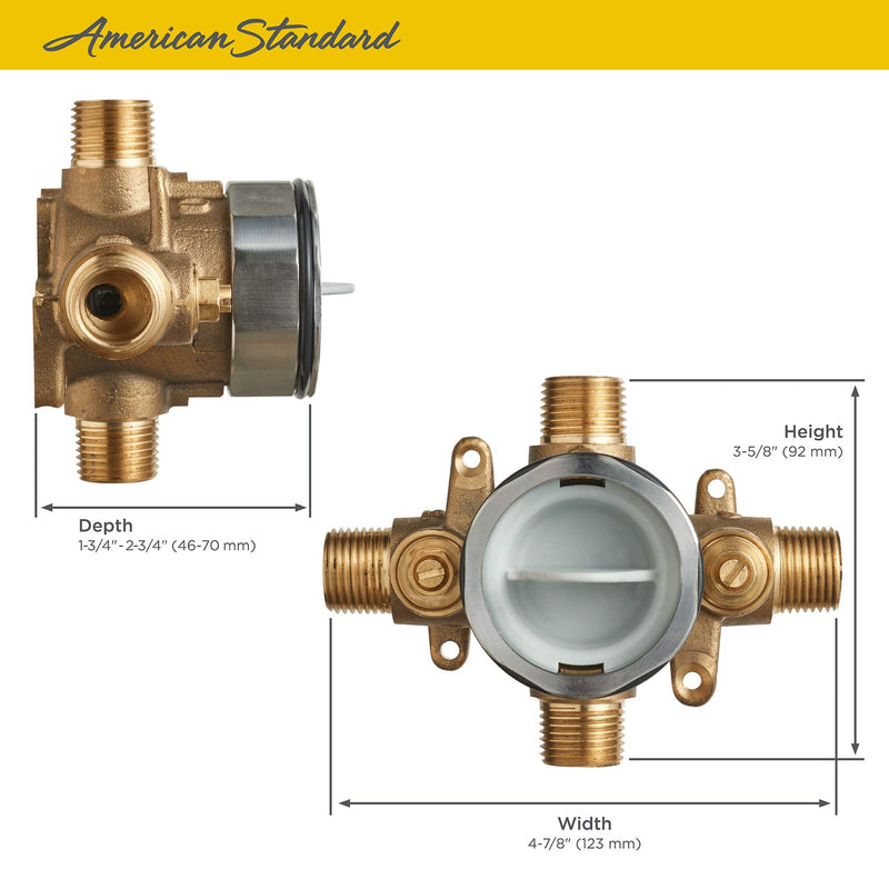 American Standard RU101SS Flash Shower Rough-in Valve with Universal Inlets and Outlets with Screwdriver Stops, Unfinished 47.17 cubic inches
