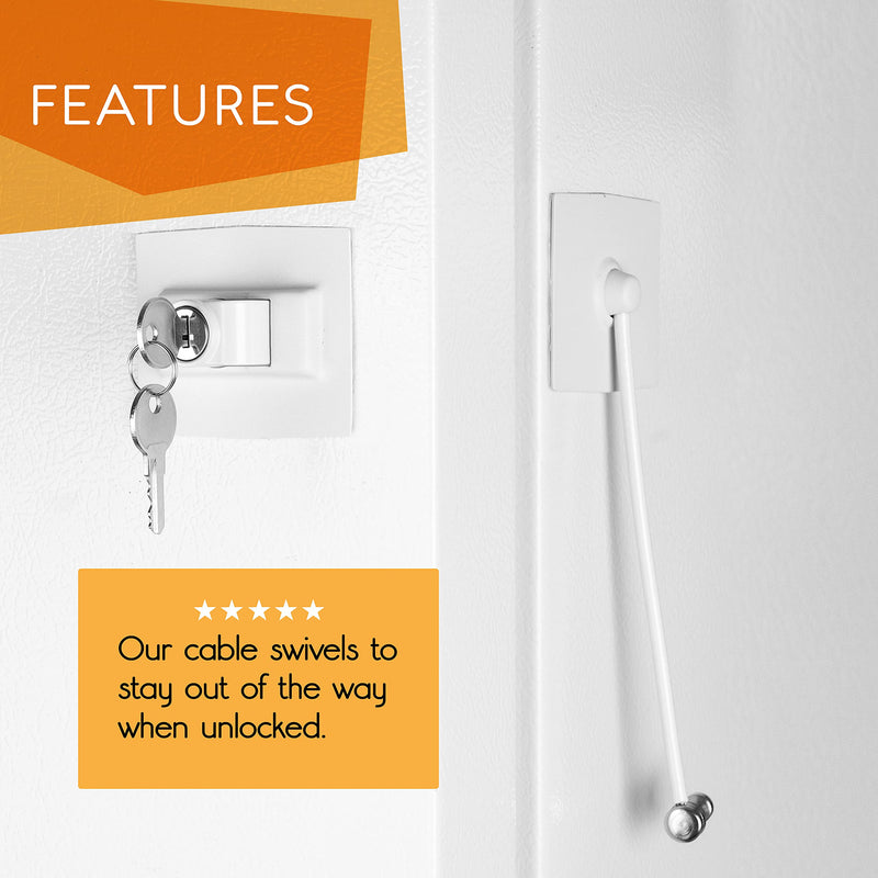 2-Pack Guardianite Premium Refrigerator Lock with Built-in Keyed Lock (2-Pack White) 2-Pack White