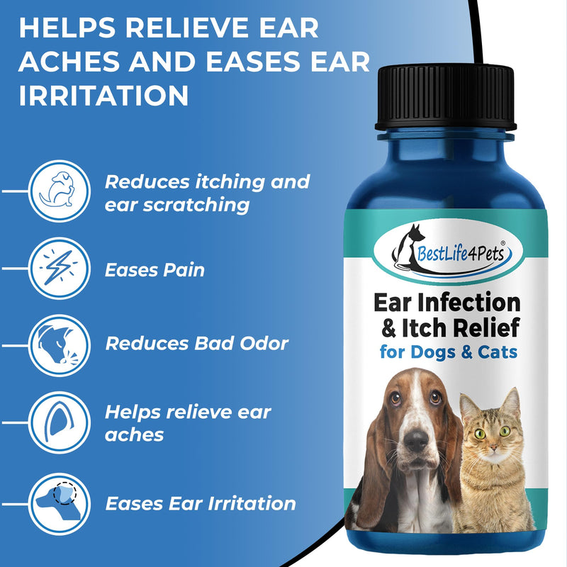 BestLife4Pets Ear Infection Relief for Dogs and Cats - Dog Ear Infection Treatment Supplement; Cat Supplements for Ear Itching, Swelling, Otitis, Pain & Inflammation - Easy to Use Pills - PawsPlanet Australia