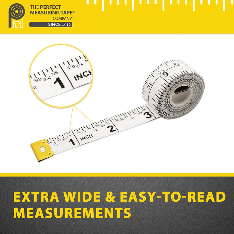 Perfect Measuring Tape All-Purpose 60 Inch Double Sided Fractional Inches and Millimeter/Centimeter Tape Measure TR-16-frac (60 inch White) 60in/1.5m